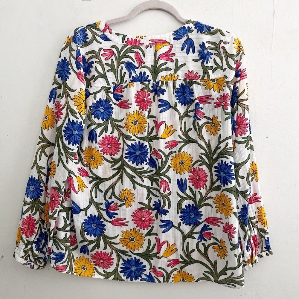 NEW Ann Taylor Floral Blouse top Vine Split Neck Long Sleeve Boho Top SMALL - Picture 4 of 6